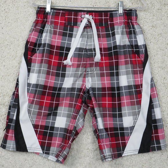 Joe Boxer*Men's Multipocketed Closure Netted Drawstring Plaid Board Shorts~Small - Picture 1 of 8